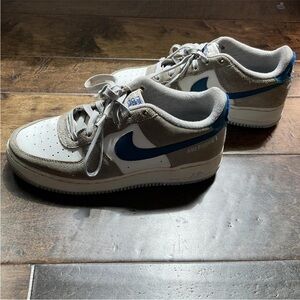 Nike Air Force 1 Gray and Blue Sneakers